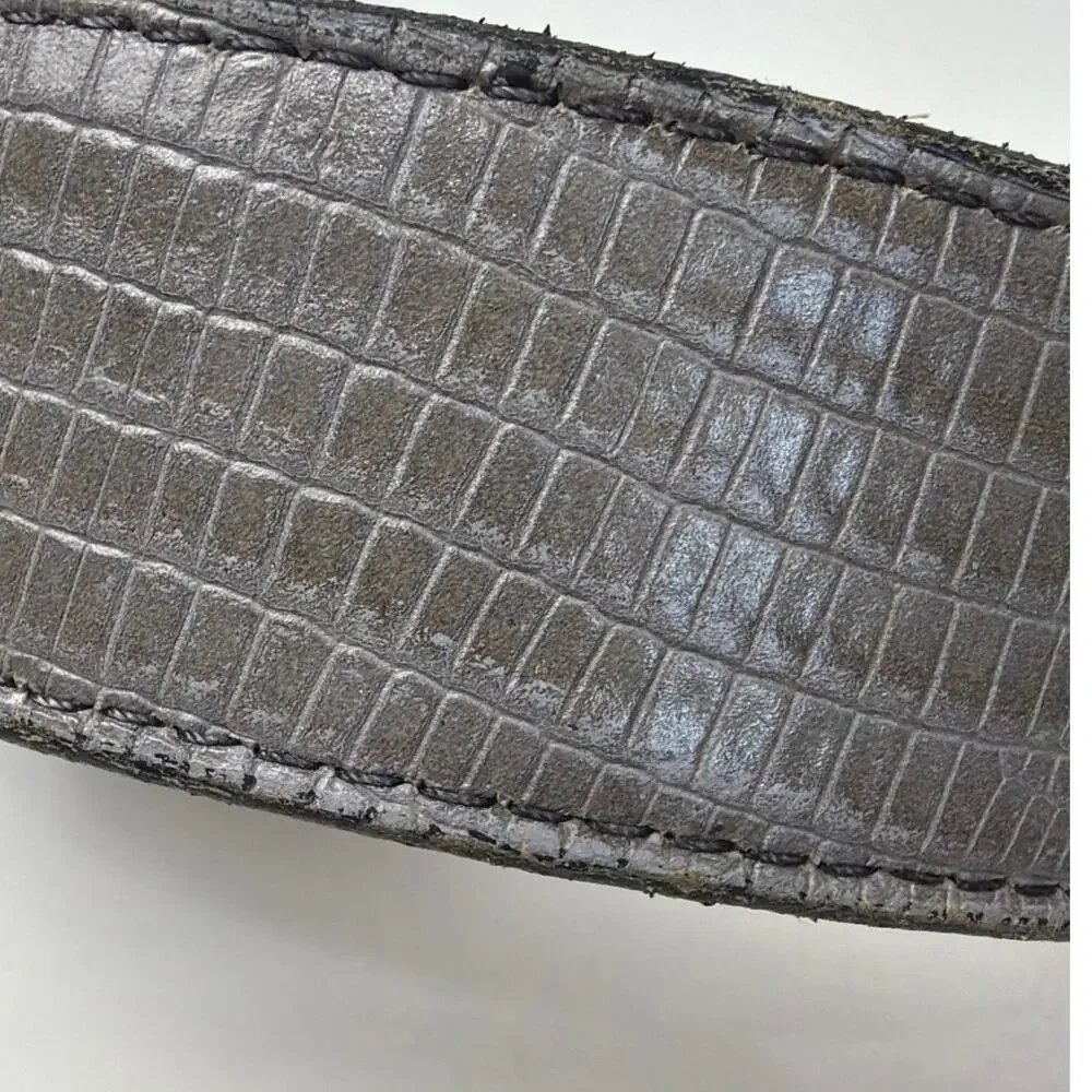 Langstons Belt Lizard Grain Cow Hide Size 38 Gray Western Belts Cowboy Belt